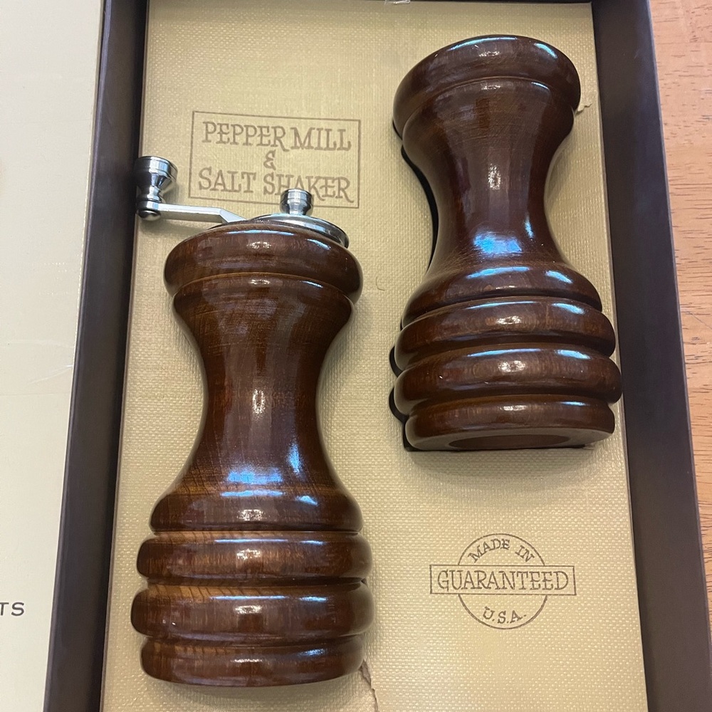 Vintage Wooden Pepper Mill and Salt Shaker Set Olde Thompson